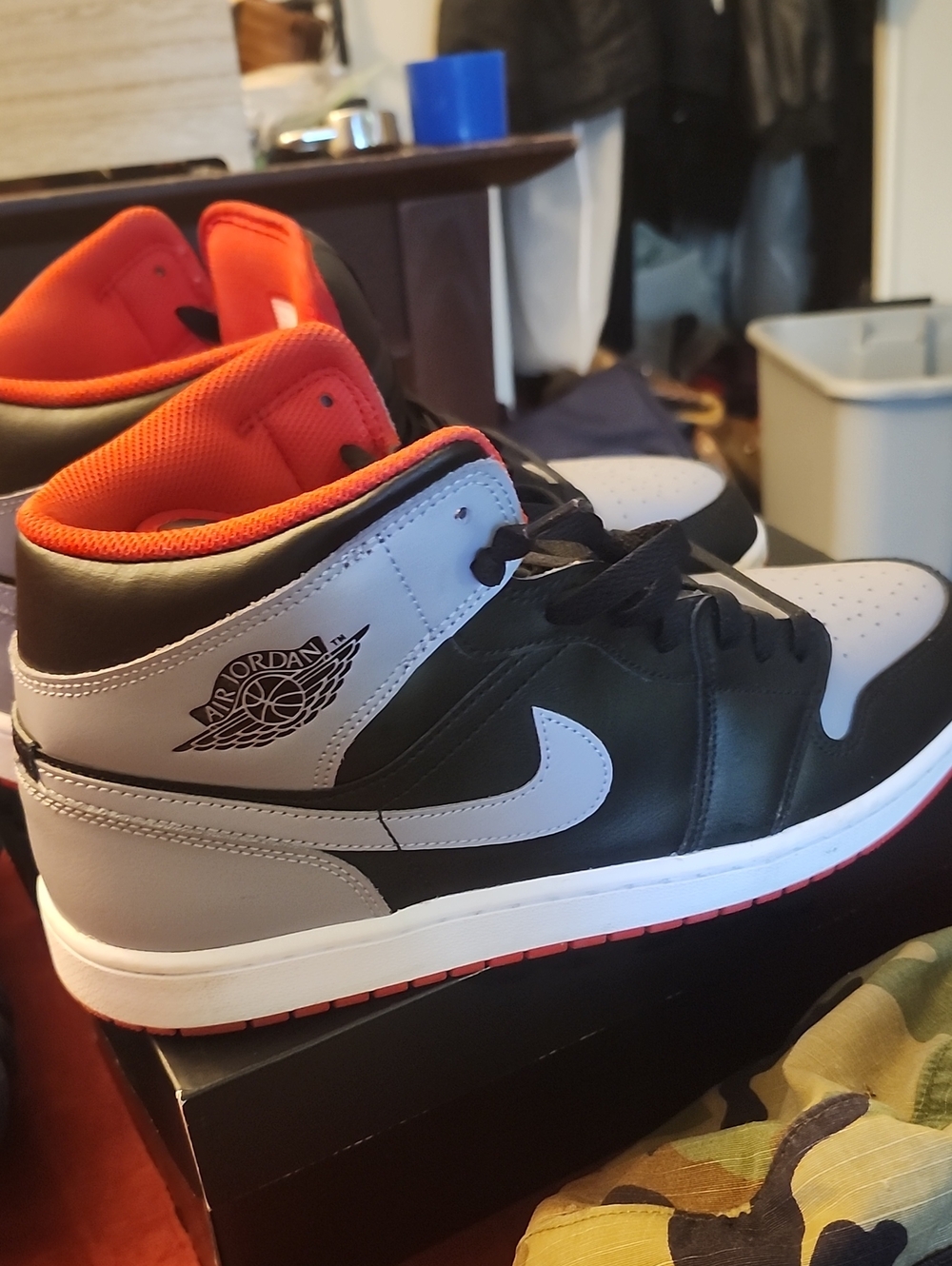 Jordan Men’s Mid-Top Sneakers - Black/Gray/Orange